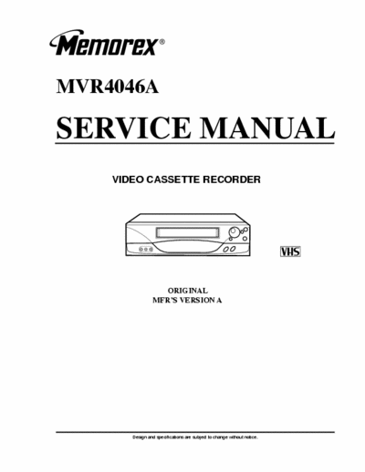 Memorex MVR4046A Manual Service VHS Recorder - pag. 53